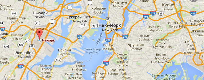 Аэропорты на карте Нью-Йорка - аэропорт в Ньюарке