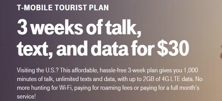 Мобильный Интернет в Америке от T-Mobile, туристический тариф