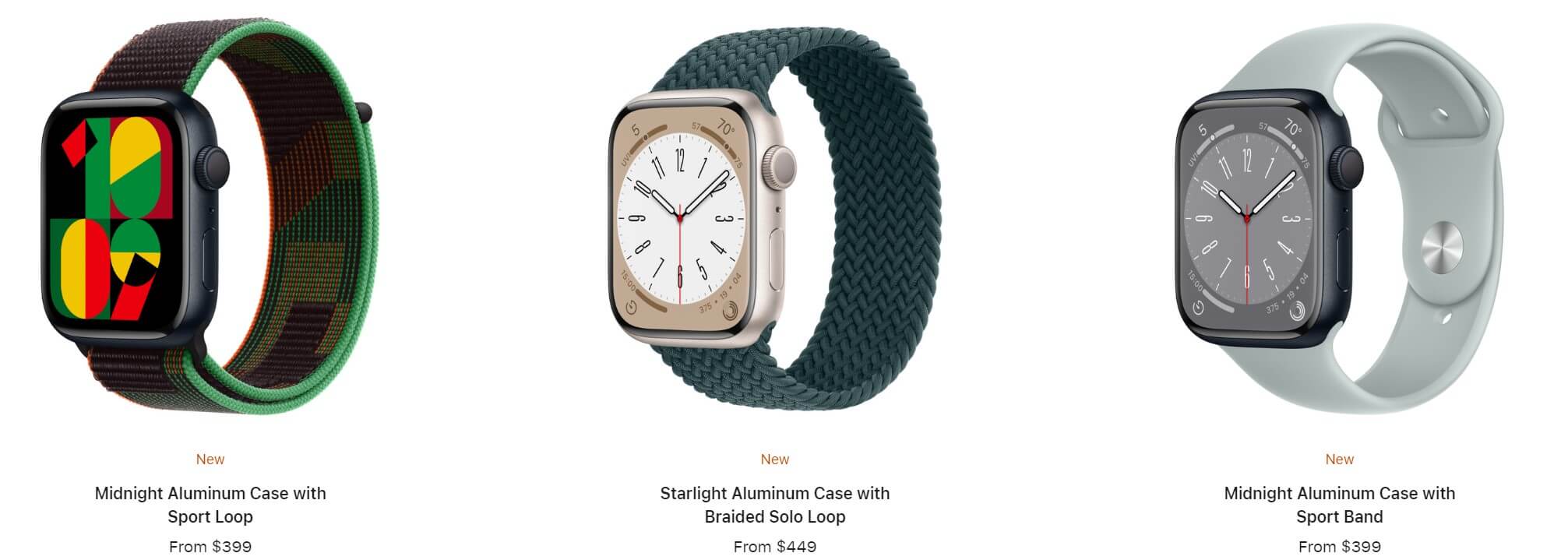 Пример стоимости часов Apple Watch Series 8 в Америке (официальный магазин)