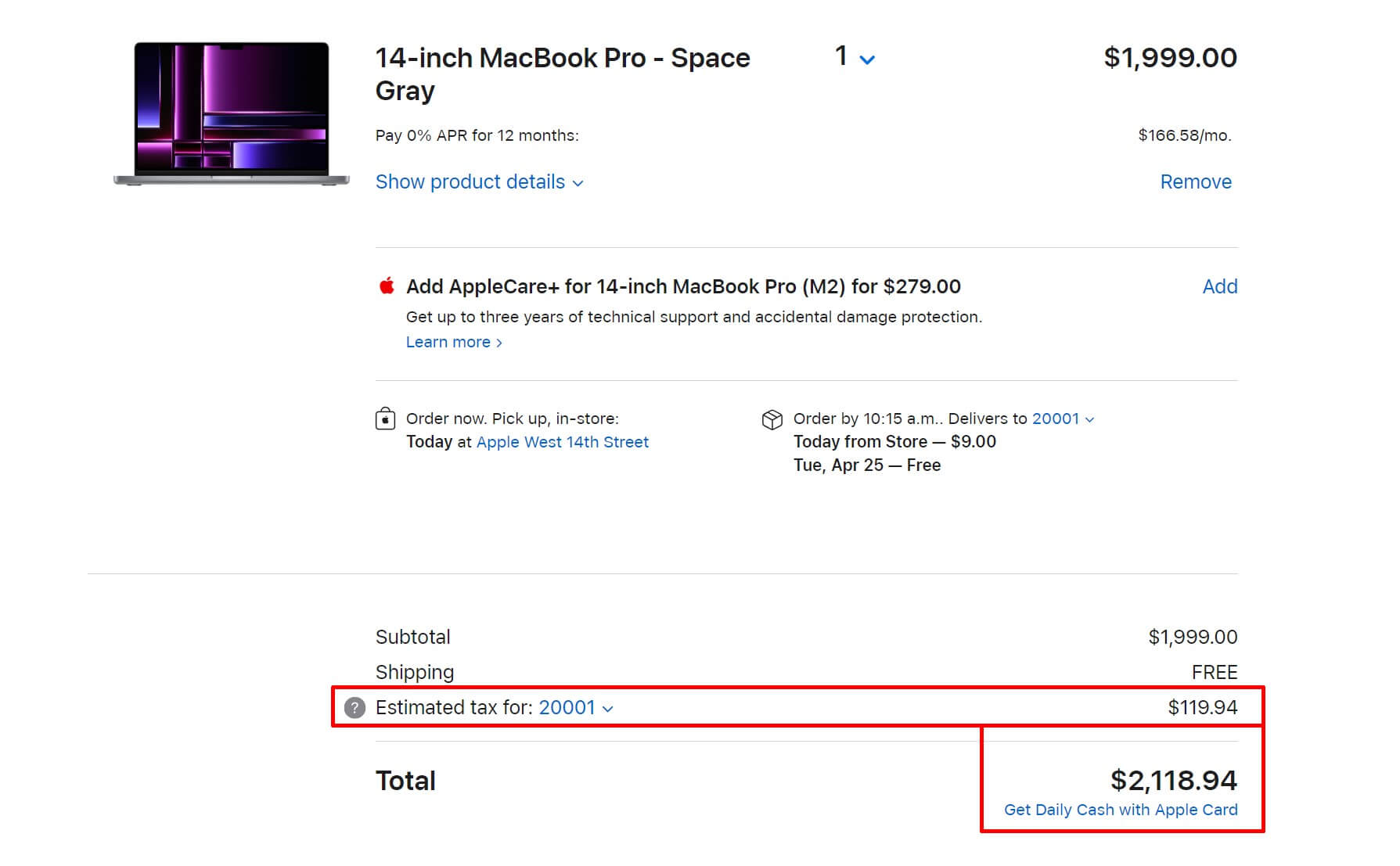 Стоимость Apple Macbook Pro 14 в Америке в Вашингтоне