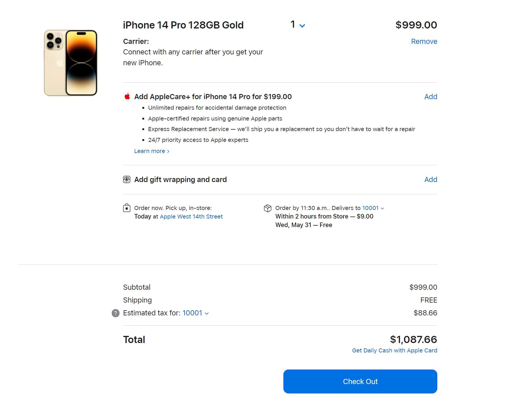 Цена Apple iPhone 14 PRO в Америке с налогами