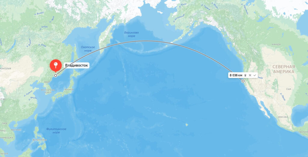 Расстояние от Владивостока до Америки